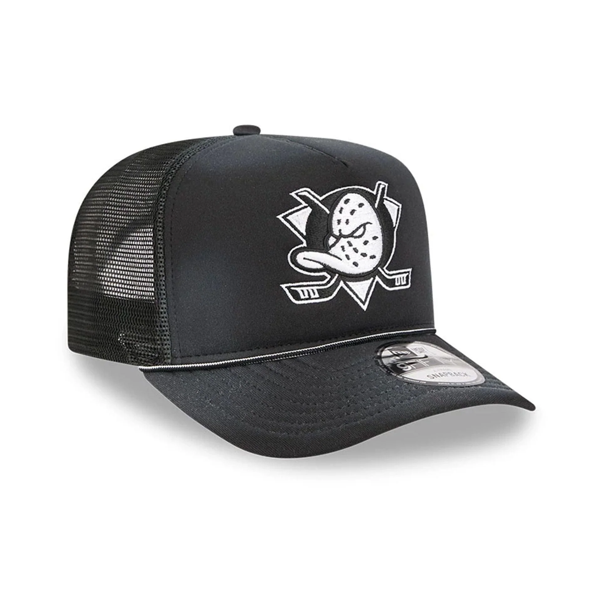 Anaheim Ducks NHL Washed Black 9FIFTY A-Frame Trucker Adjustable Cap - Image 4