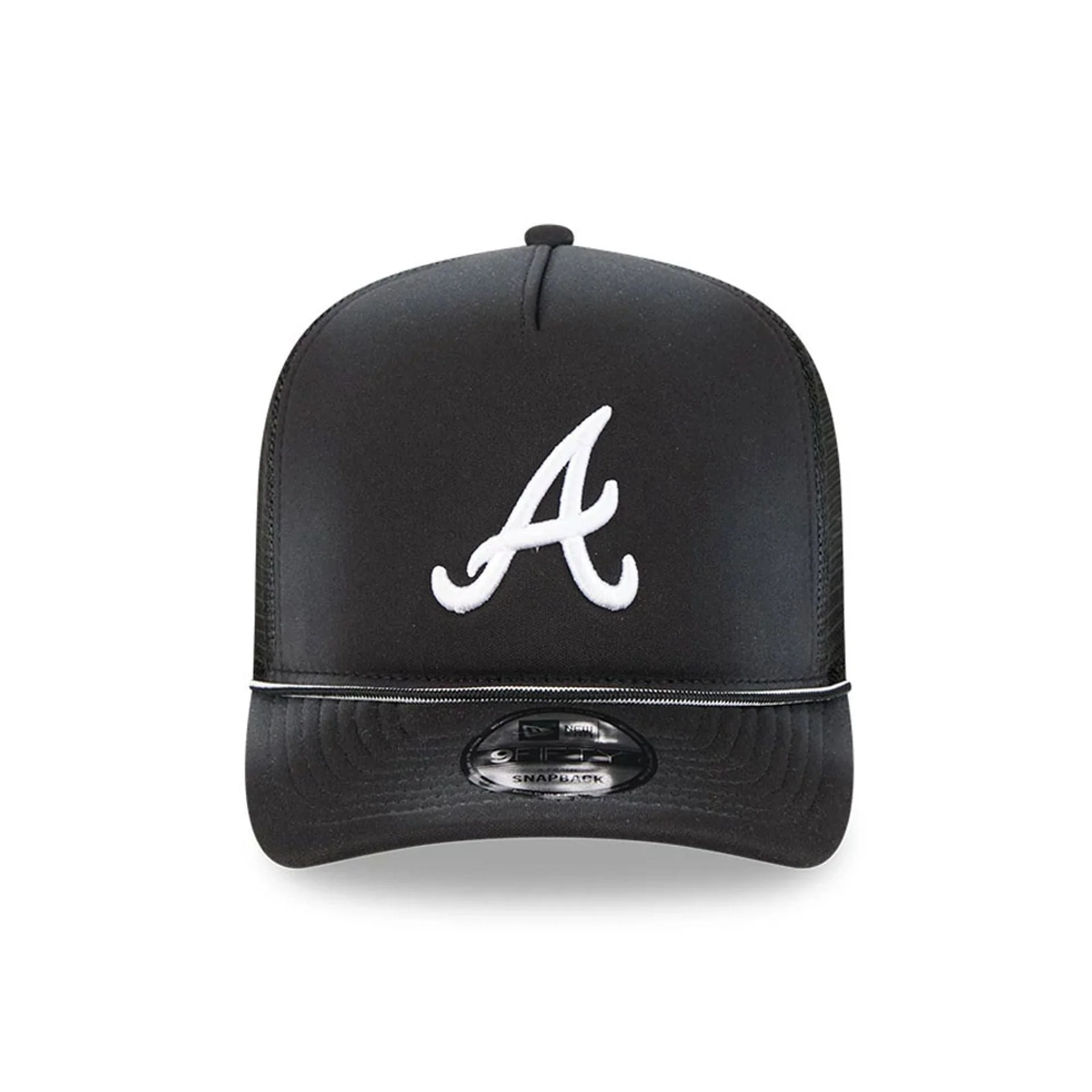 Atlanta Braves MLB Washed Black 9FIFTY A-Frame Trucker Adjustable Cap - Image 3