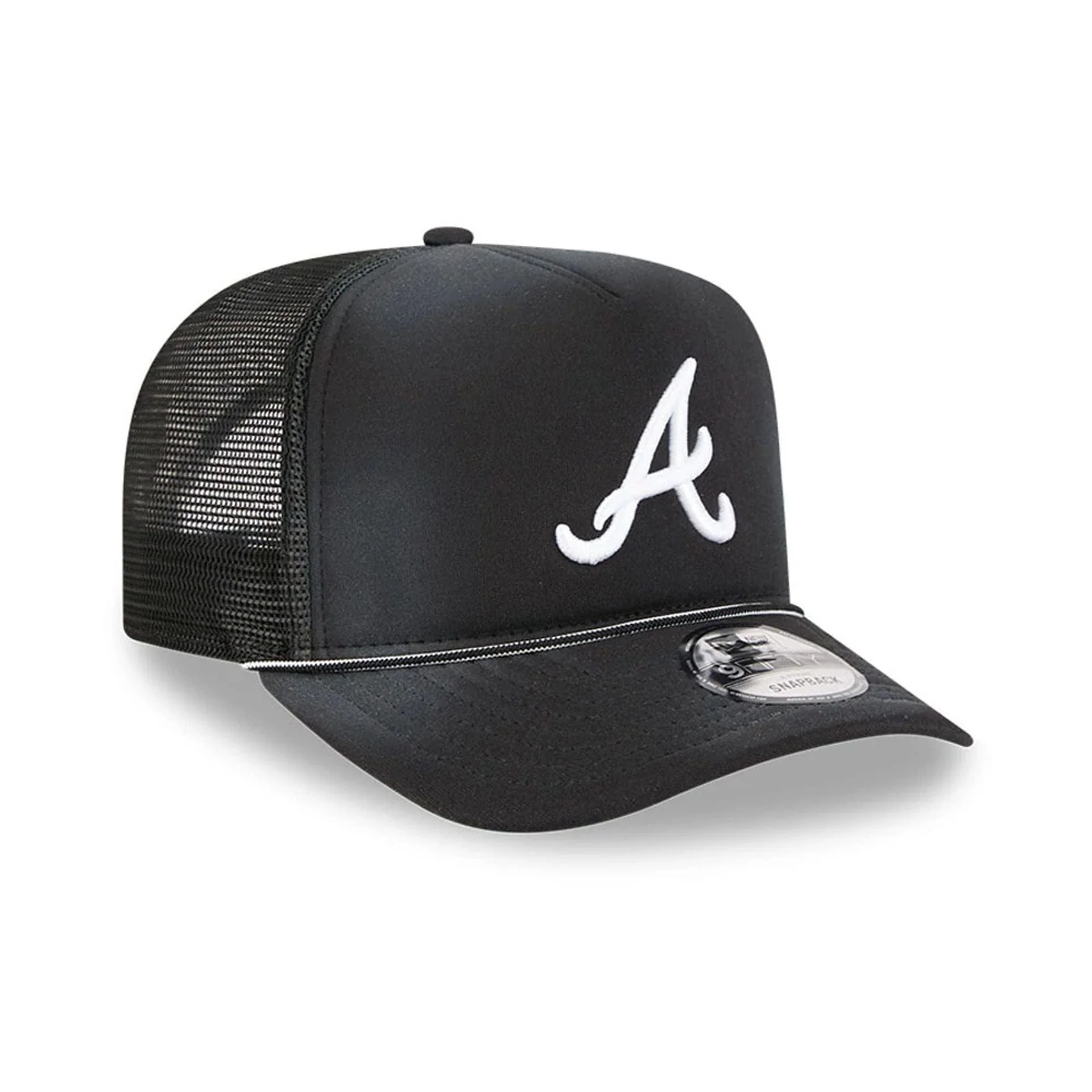 Atlanta Braves MLB Washed Black 9FIFTY A-Frame Trucker Adjustable Cap - Image 4