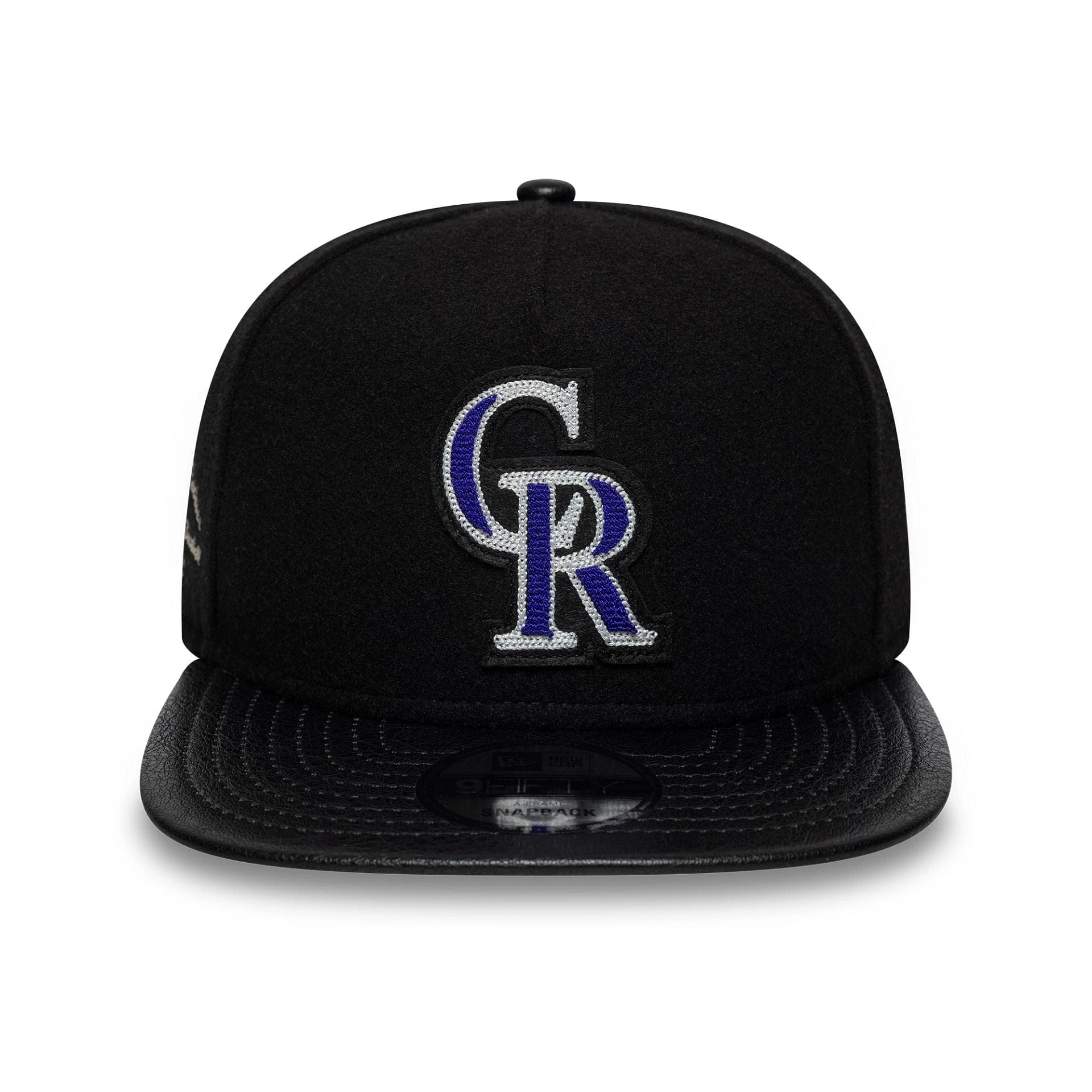 Colorado Rockies MLB Wool Letterman Black 9FIFTY A-Frame Snapback Adjustable Cap - Image 3