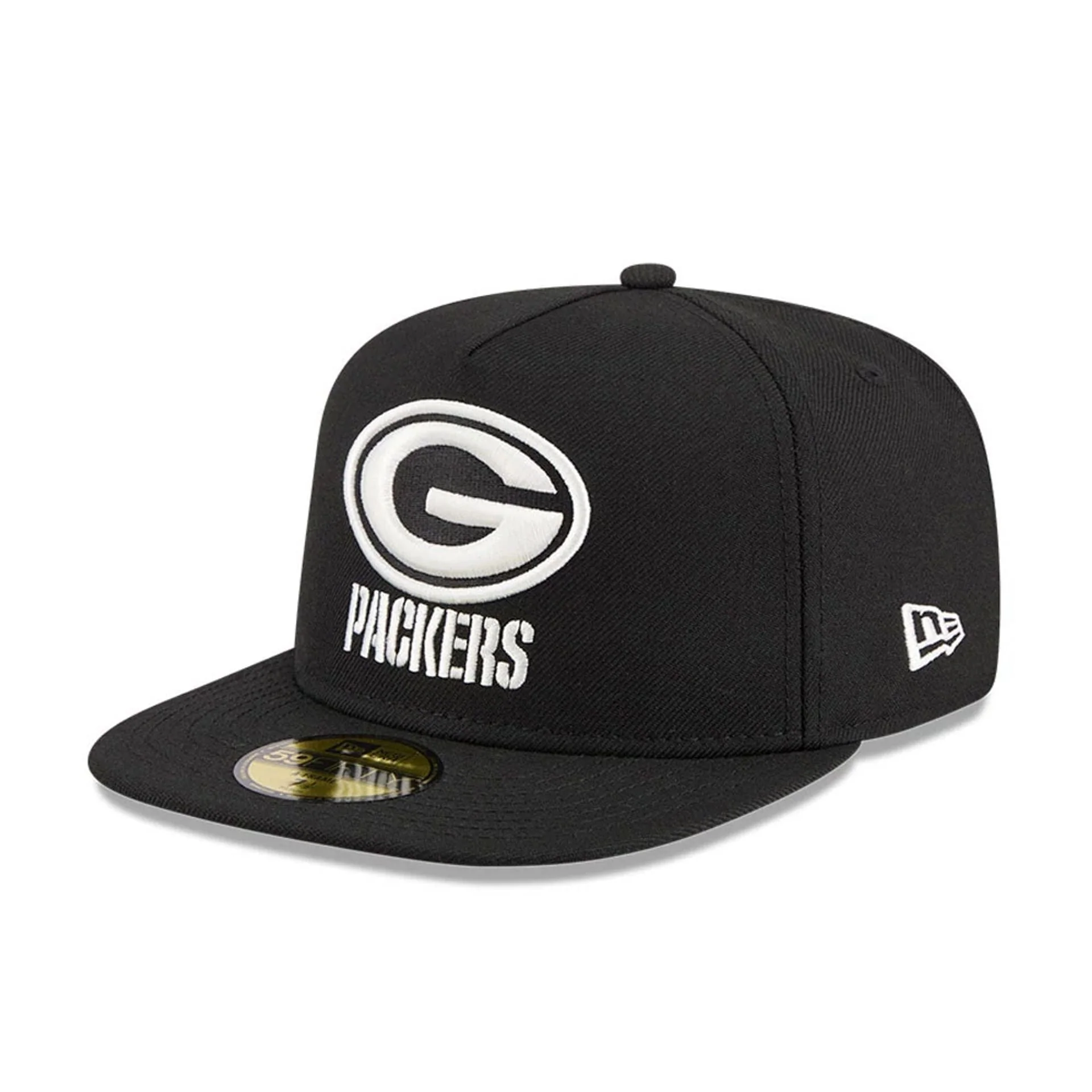 Green Bay Packers NFL Chiseled Embroidery Black 59FIFTY A-Frame Fitted Cap - Image 5