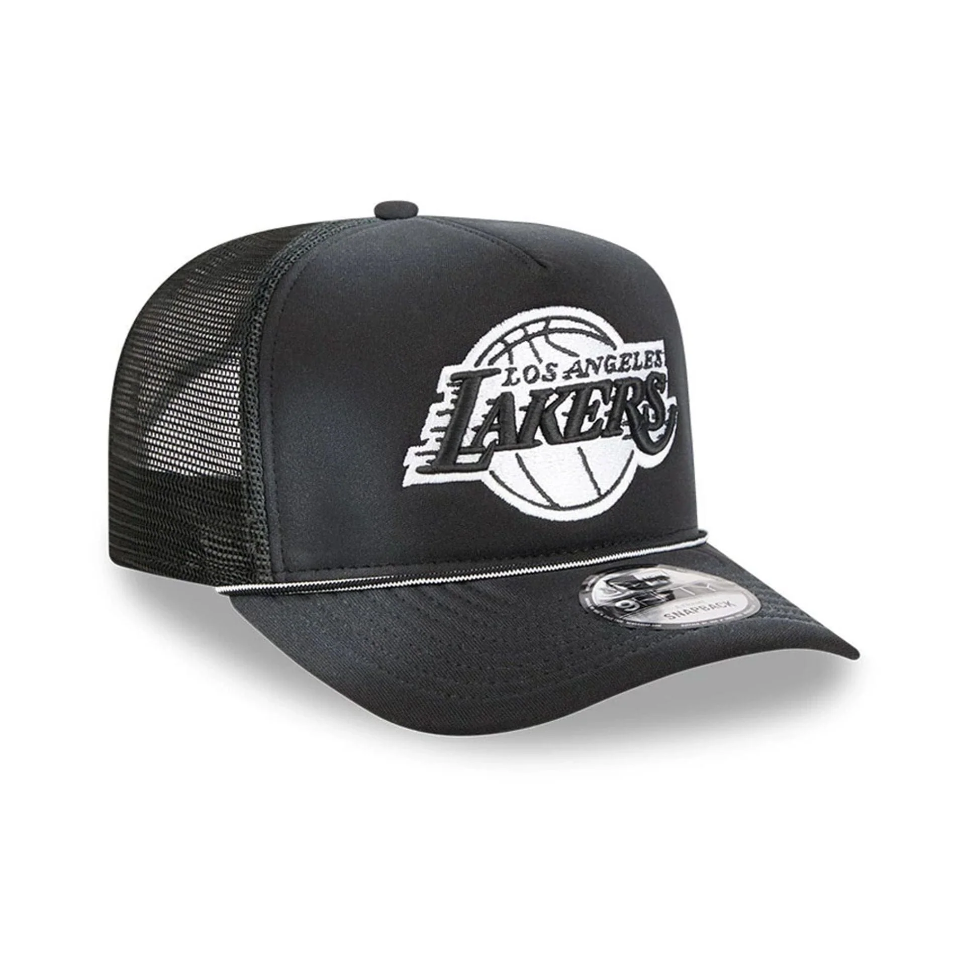 LA Lakers NBA Washed Black 9FIFTY A-Frame Trucker Adjustable Cap - Image 4