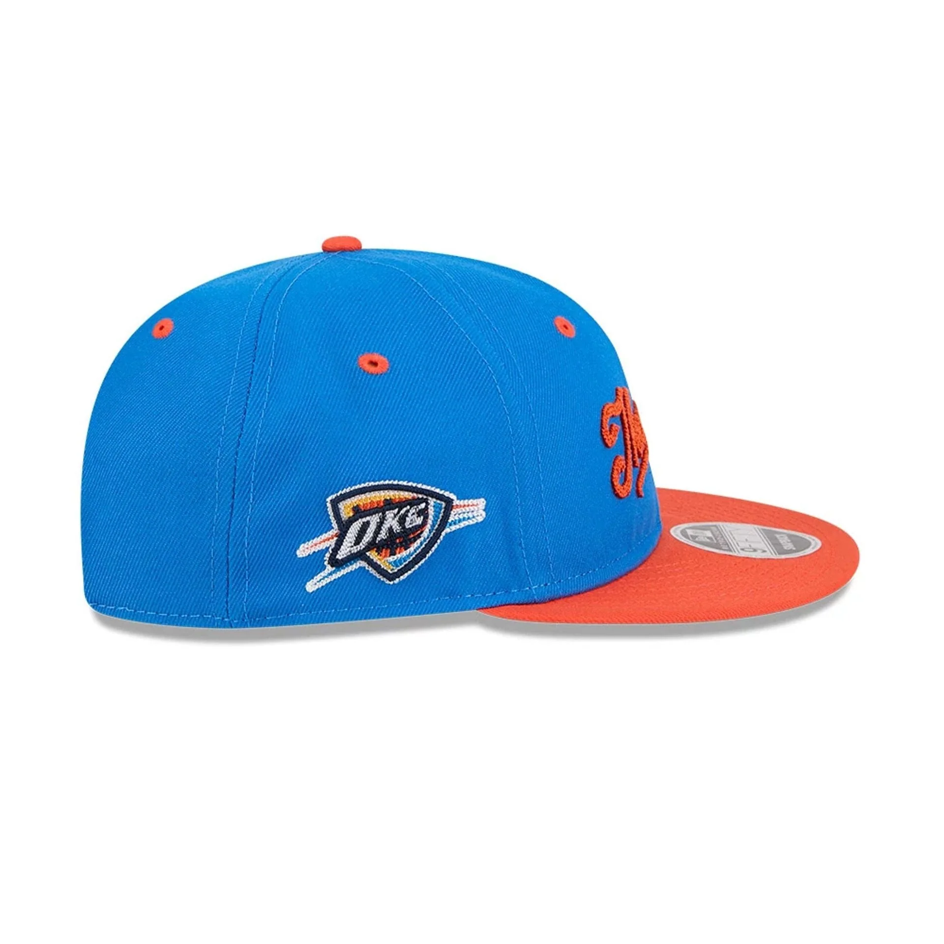 OKC Thunder NBA Chainstitch Script Blue Retro Crown 9FIFTY Adjustable Cap - Image 5
