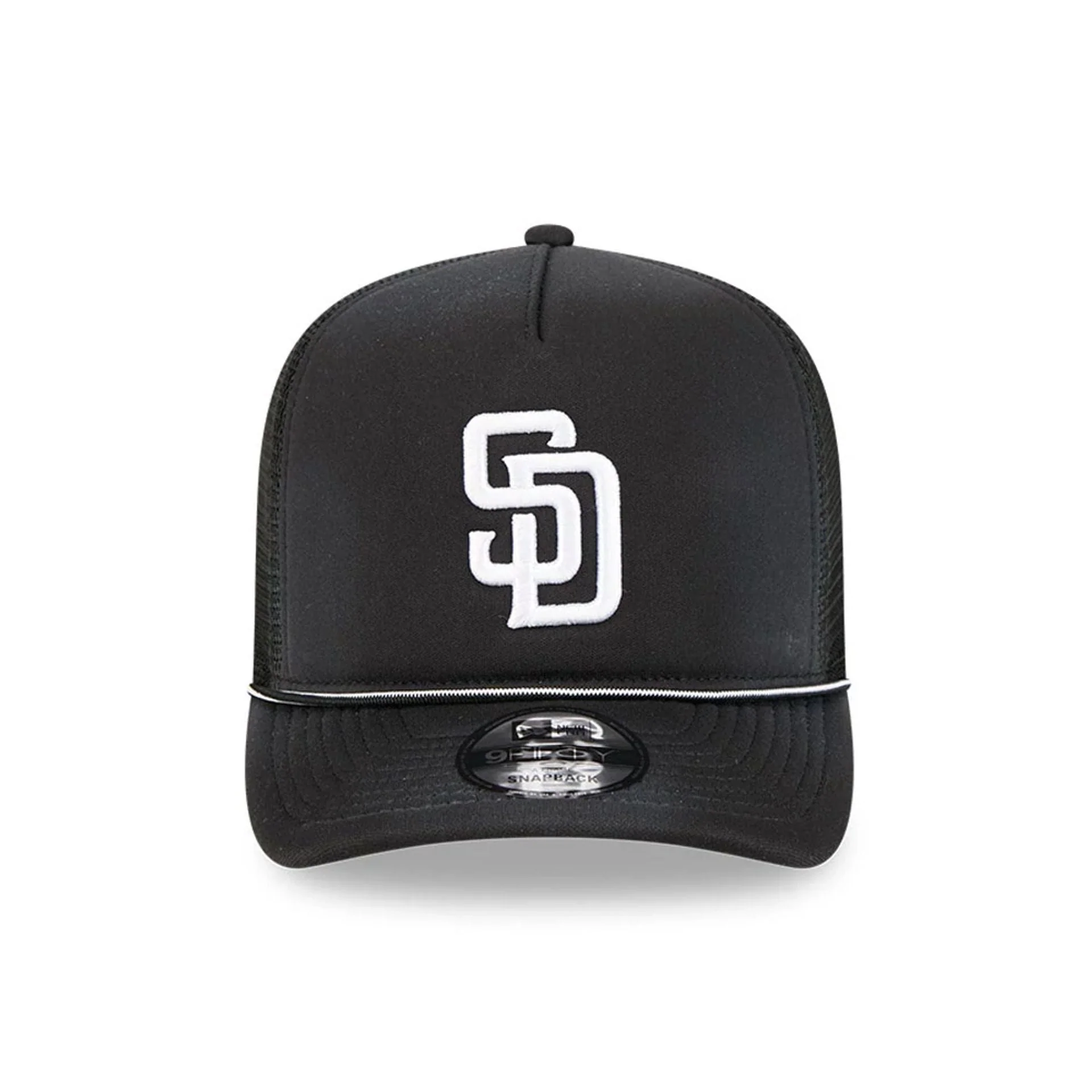 San Diego Padres MLB Washed Black 9FIFTY A-Frame Trucker Adjustable Cap - Image 3
