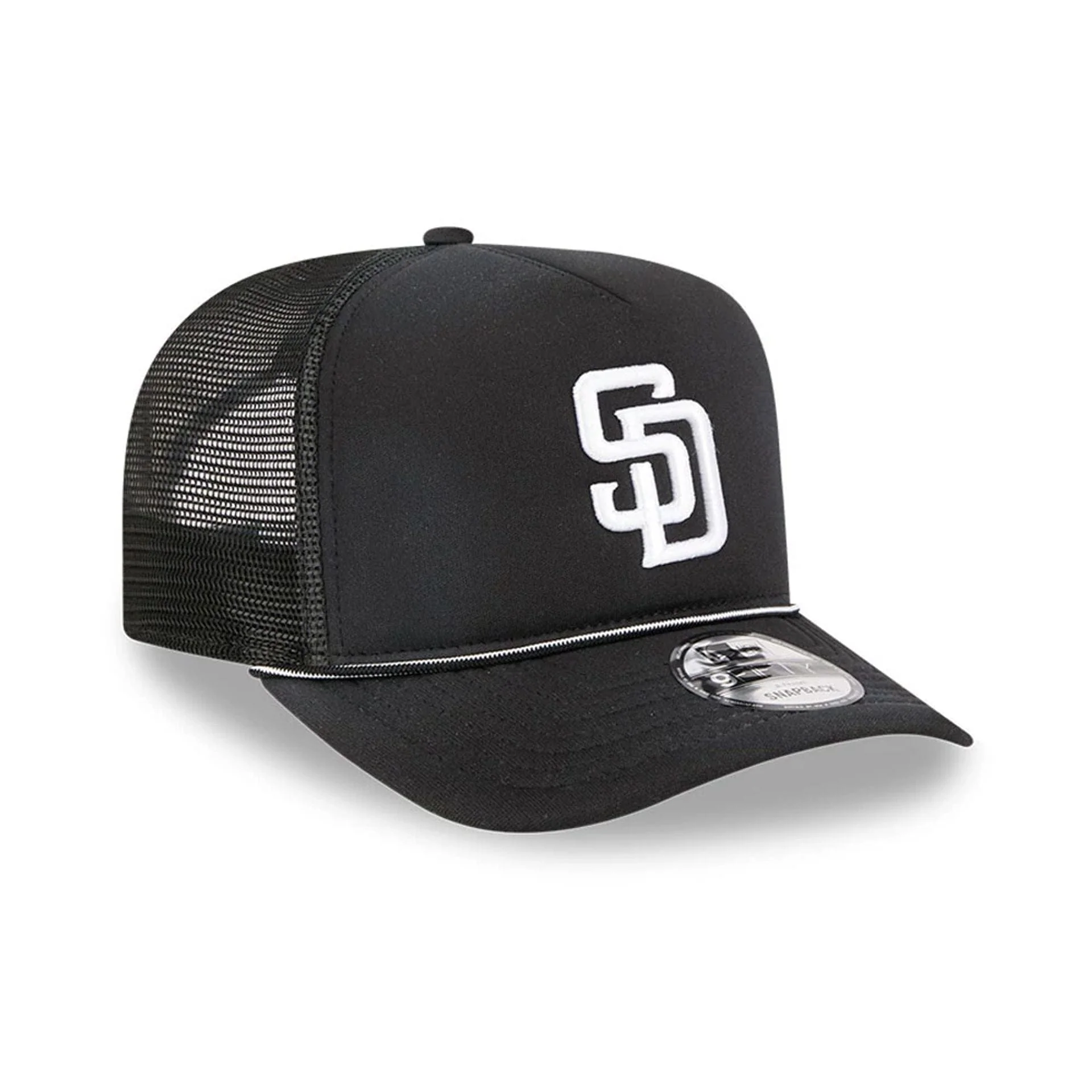 San Diego Padres MLB Washed Black 9FIFTY A-Frame Trucker Adjustable Cap - Image 4