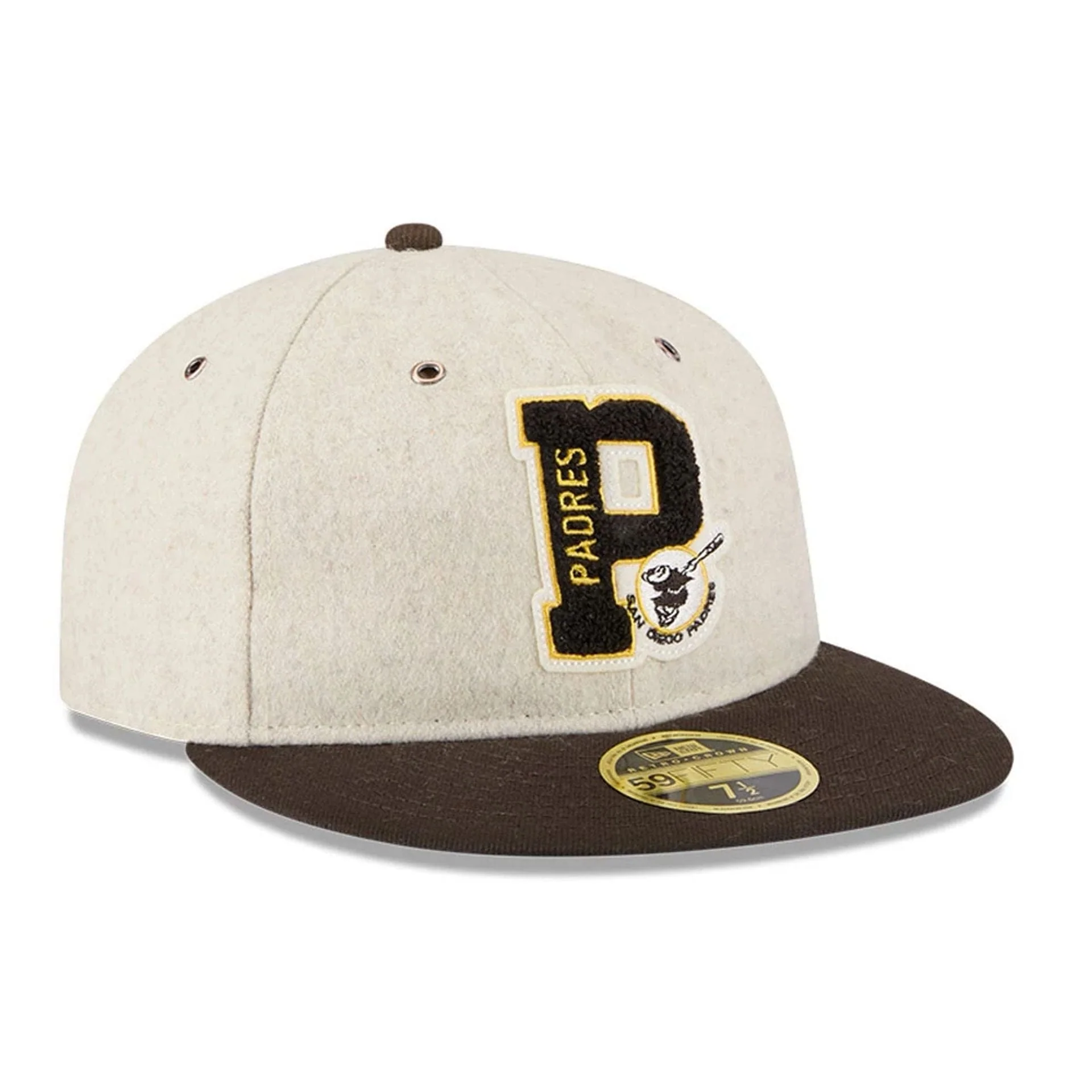 San Diego Padres MLB Wool Letterman Beige Retro Crown 59FIFTY Fitted Cap - Image 4
